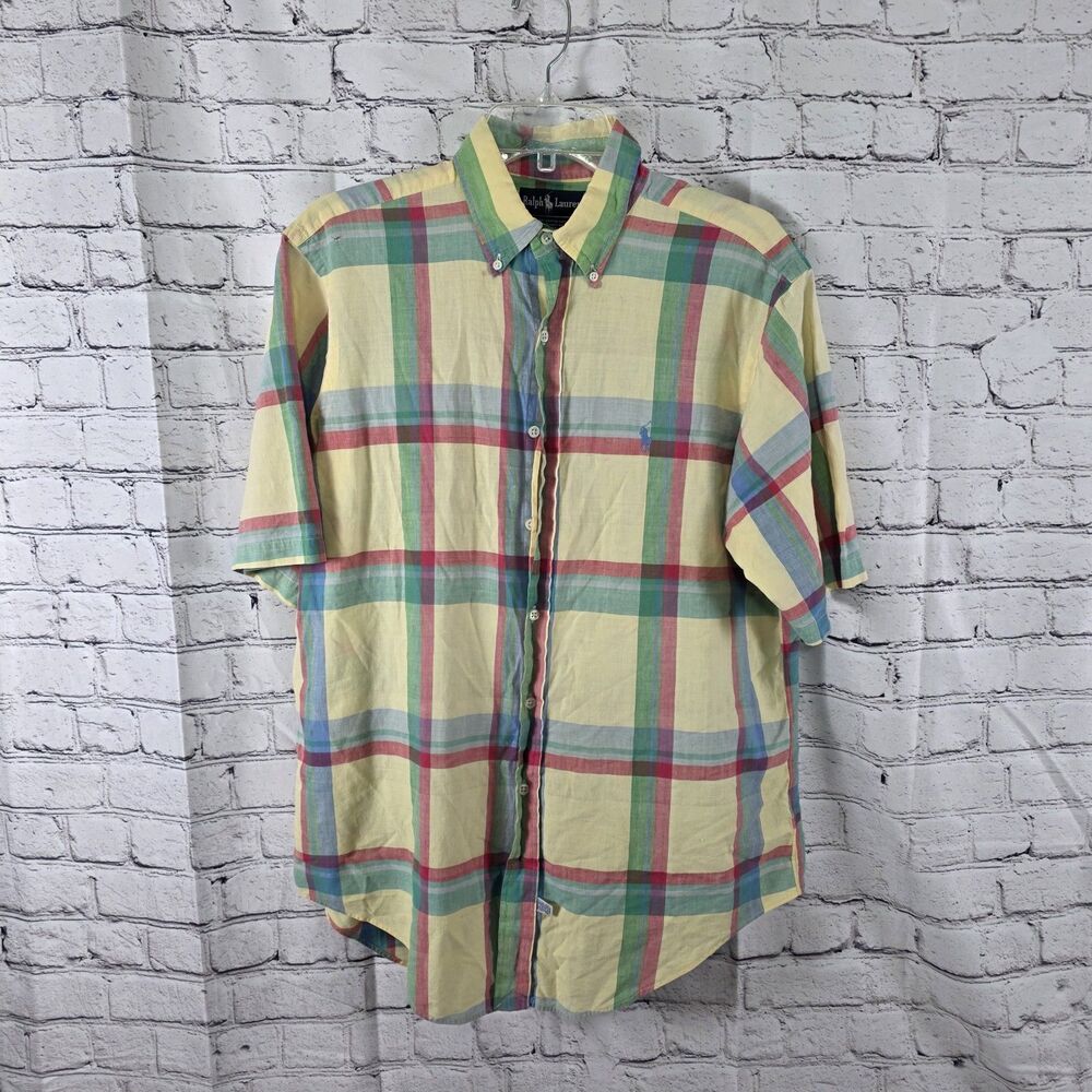 Polo Ralph Lauren Men's Large Plaid Short Sleeve Button Up Shirt